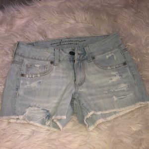 American eagle light wash shorts.